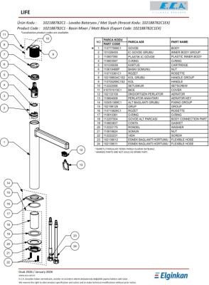 Eca Life Mat Siyah Kolsuz Yüksek Tip Lavabo Bataryası 102188782C1