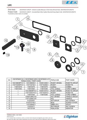 Eca Life Mat Siyah Lavabo Bat. Sıva Üstü Tek Rozet 102167622C1-K