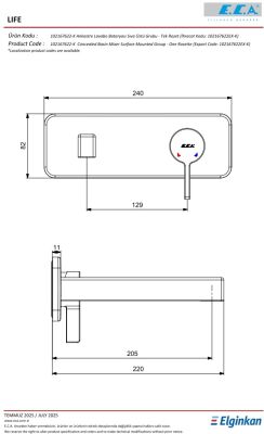 Eca Life Mat Siyah Lavabo Bat. Sıva Üstü Tek Rozet 102167622C1-K