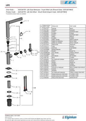 Eca Life Paslanmaz Çelik Görünüm L Boru Tasarrufu Eviye Bataryası