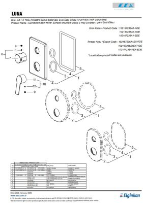 Eca Luna Altın Görünüm Ank. Banyo/Duş 2 Yollu S.Ü 102167236A1-KDE