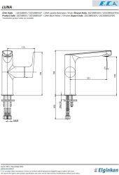 Eca Luna Altın Görünüm Kireç K. Yandan Kol Sabit Lavabo Bataryası - Thumbnail