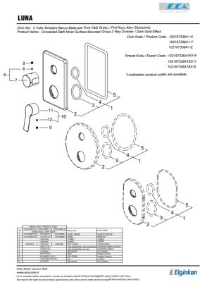 Eca Luna Altın Görünümlü Ank. Banyo/Duş 3 Yollu S.Ü 102167336A1-K