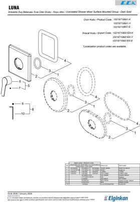 Eca Luna Altın Görünümlü Ank. Duş Batarya Sıva Üstü 102167106A1-Y
