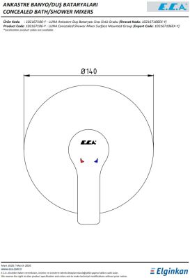Eca Luna Altın Görünümlü Ank. Duş Batarya Sıva Üstü 102167106A1-Y