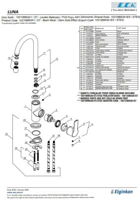 Eca Luna Altın Görünümlü Kireç Kırıcı Kuğu Boru Lavabo Bataryası