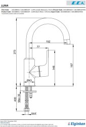 Eca Luna Altın Görünümlü Kireç Kırıcı Kuğu Boru Lavabo Bataryası - Thumbnail