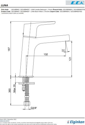 Eca Luna Altın Görünümlü Kireç Kırıcılı Sabit Lavabo Bataryası