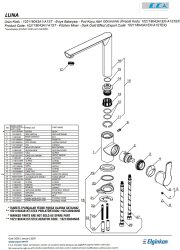 Eca Luna Altın Görünümlü L Borulu Su Tasarruflu Eviye Bataryası - Thumbnail