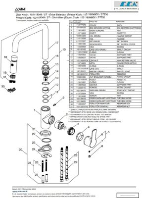 Eca Luna Krom 5,3 lt Kireç Kırıcılı Su Tasarruflu Eviye Bataryası
