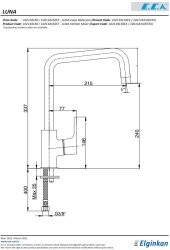 Eca Luna Krom 7,5 lt Kireç Kırıcılı Su Tasarruflu Eviye Bataryası - Thumbnail