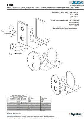 Eca Luna Krom Ankastre Banyo/Duş B. 3 Yollu Sıva Üstü 102167336-K