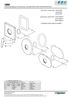 Eca Luna Krom Ankastre Duş Bataryası Sıva Üstü Grubu 102167106-Y
