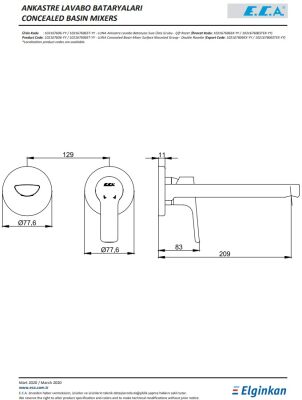 Eca Luna Krom Ankastre Lav Bat. Sıva Üstü Çift Rozet 102167606-YY