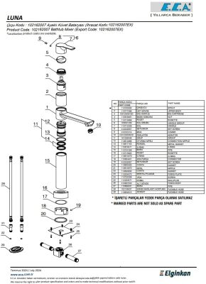 Eca Luna Krom Renkli H 84 cm Ayaklı Küvet Bataryası 102162007