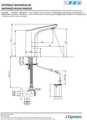 Eca Luna Krom Fotoselli Lavabo Musluğu Pilli 108108055