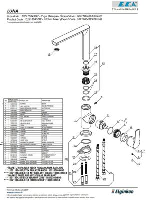 Eca Luna Krom Kireç Kırıcılı L Boru Su Tasarruflu Eviye Bataryası