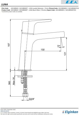 Eca Luna Krom Kireç Kırıcılı Su Tasarruflu Sabit Lavabo Bataryası