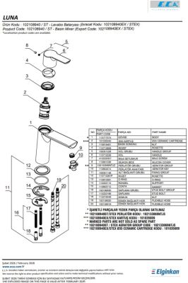 Eca Luna Krom Kireç Kırıcılı Su Tasarruflu Sabit Lavabo Bataryası