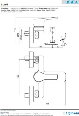 Eca Luna Krom Renkli Kireç Kırıcılı 102102450 Banyo Bataryası