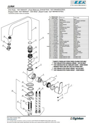 Eca Luna Krom 7,8 lt Kireç Kırıcılı Su Tasarruflu Eviye Bataryası