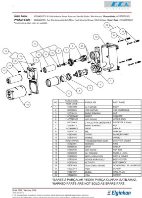 Eca Mat Antrasit Ankastre Banyo/Duş 2 Yollu Sıva Altı 102166207C5