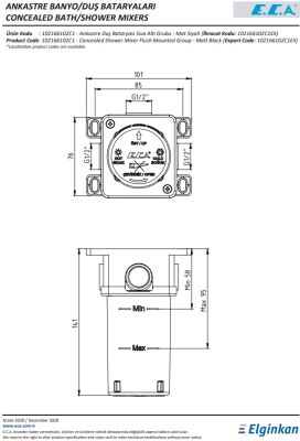 Eca Mat Siyah Ankastre Duş Bataryası Sıva Altı Grubu 102166102C1