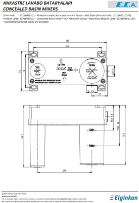 Eca Mat Siyah Ankastre Lavabo Batarya Sıva Altı Grubu 102166601C1
