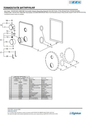Eca Mat Siyah Termostatik Ank Banyo/Duş 2 Yol S.Ü 102167215C1-KDE