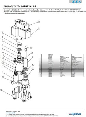 Eca Mat Siyah Termostatik Ank Banyo/Duş Batarya 2 Yollu Sıva Altı