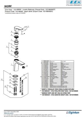 Eca Niobe Ecotechnology Krom Kireç Kırıcı Sabit Lavabo Bataryası