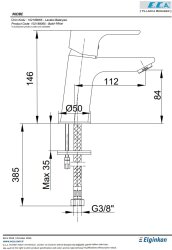 Eca Niobe Ecotechnology Krom Kireç Kırıcı Sabit Lavabo Bataryası - Thumbnail