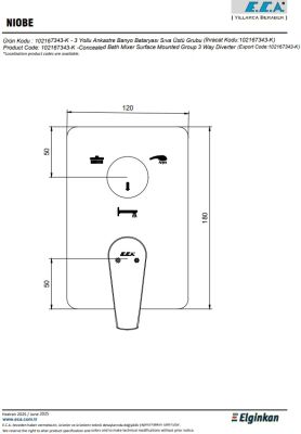 Eca Niobe Krom Ankastre Banyo/Duş 3 Yollu Sıva Üstü 102167343-K