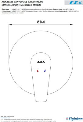 Eca Niobe Krom Ankastre Duş Bataryası Sıva Üstü Grubu 102167113-Y