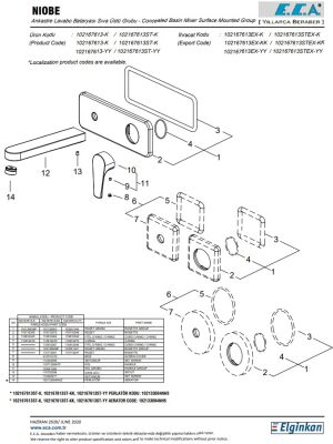 Eca Niobe Krom Ankastre Lav Bat Sıva Üstü Çift Rozet 102167613-KK