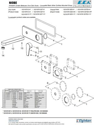 Eca Niobe Krom Ankastre Lav. Bat. Sıva Üstü Tek Rozet 102167613-K