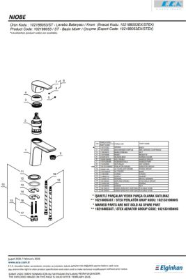 Eca Niobe Krom Kireç Kırıcı Su Tasarruflu Sabit Lavabo Bataryası