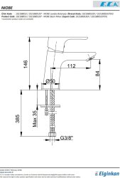 Eca Niobe Krom Kireç Kırıcı Su Tasarruflu Sabit Lavabo Bataryası - Thumbnail