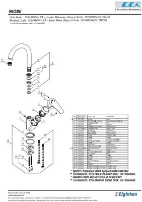 Eca Niobe Krom Kireç Kırıcılı Su Tasarruflu Kuğu Lavabo Bataryası