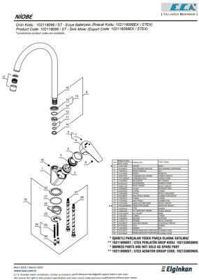 Eca Niobe Krom Renk Kireç Kırıcılı Su Tasarruflu Eviye Bataryası