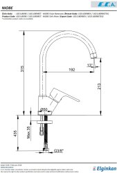 Eca Niobe Krom Renk Kireç Kırıcılı Su Tasarruflu Eviye Bataryası - Thumbnail