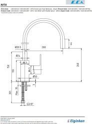 Eca Nita Beyaz Renk Esnek Çıkış Uçlu Tasarruflu Eviye Bataryası - Thumbnail