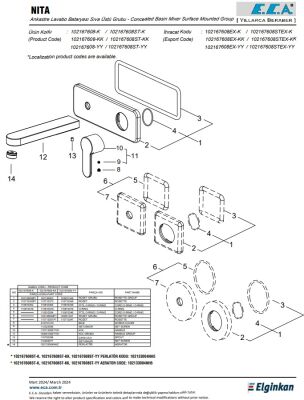 Eca Nita Krom Ankastre Lav. Bat. Sıva Üstü Tek Rozet 102167608-K