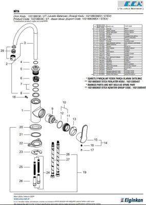 Eca Nita Krom Kireç Kırıcılı Su Tasarruflu Kuğu Lavabo Bataryası