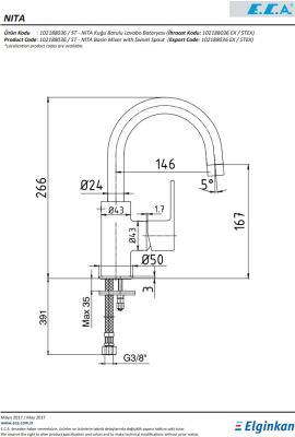 Eca Nita Krom Kireç Kırıcılı Su Tasarruflu Kuğu Lavabo Bataryası