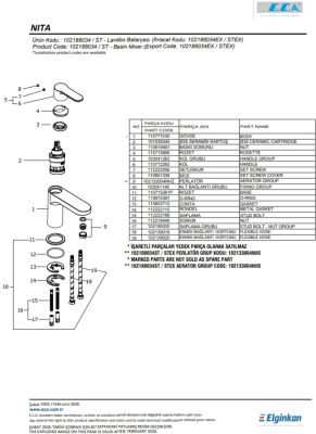 Eca Nita Krom Kireç Kırıcılı Su Tasarruflu Sabit Lavabo Bataryası