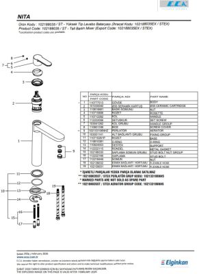 Eca Nita Krom Renk Kireç Kırıcı Yüksek Tip Sabit Lavabo Bataryası