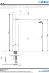 Eca Nita Krom Renk Kireç Kırıcı Yüksek Tip Sabit Lavabo Bataryası - Thumbnail
