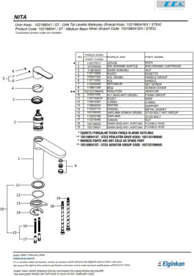 Eca Nita Krom Renk Kireç Kırıcılı Orta Boy Sabit Lavabo Bataryası