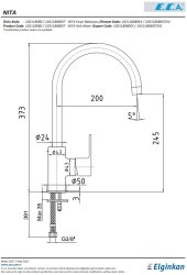 Eca Nita Krom Renk Kireç Kırıcılı Su Tasarruflu Eviye Bataryası - Thumbnail